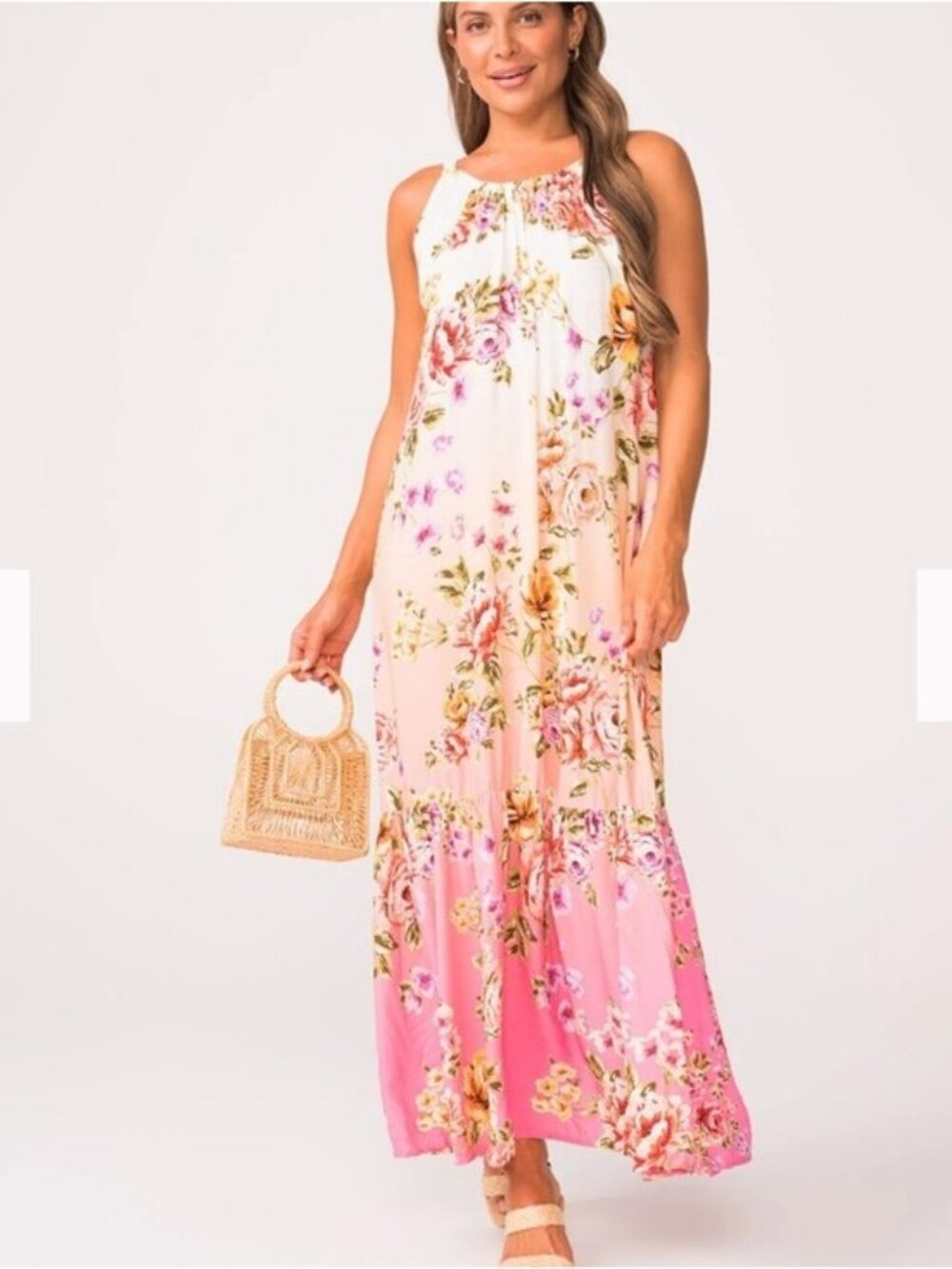PQ Swim Revolve Bahia Leilani Floral Maxi Dress Swim Cover Up New XS/Small